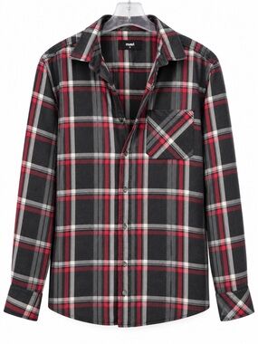Mavi Men’s Black, Red & Gray Plaid Button-Down Shirt